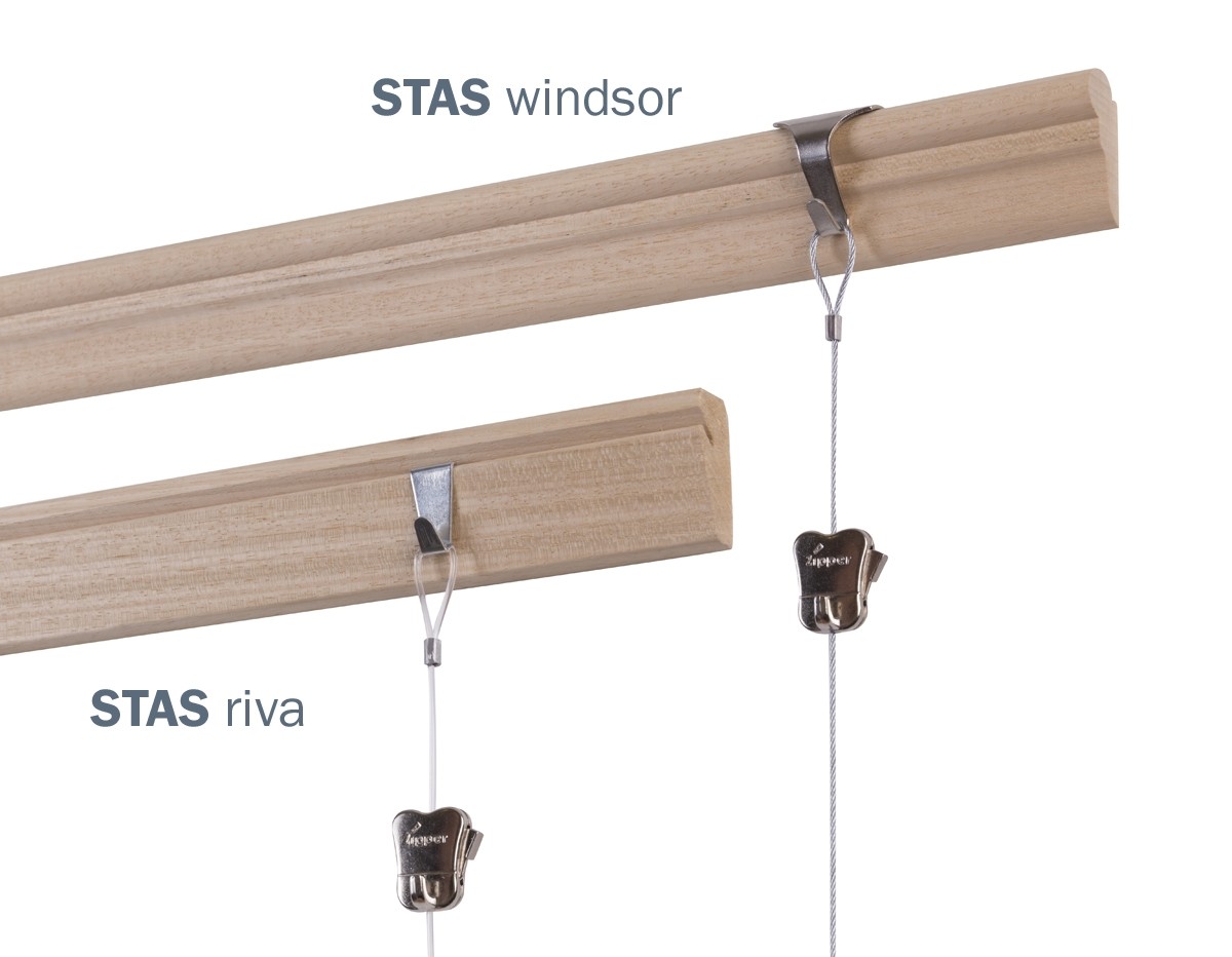 STAS windsor/STAS riva: дървени релси за окачване на картини